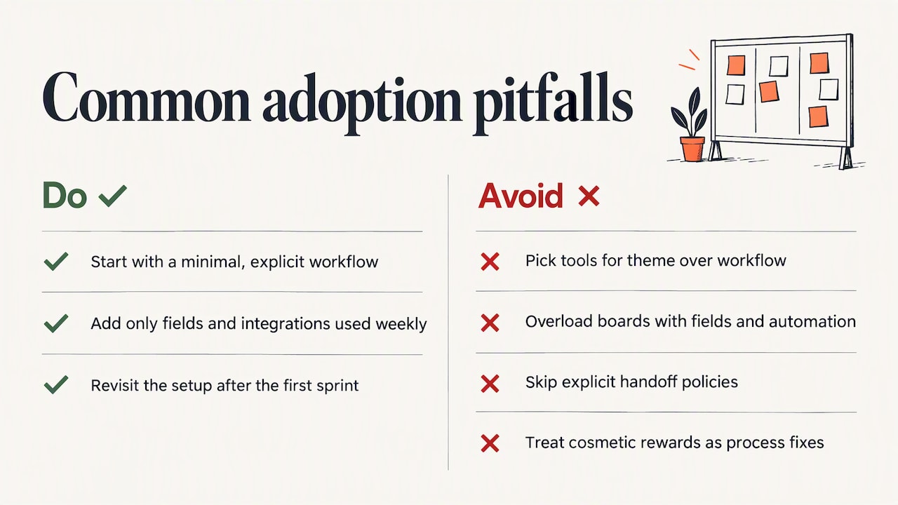Overview diagram of common pitfalls when adopting gamified project management